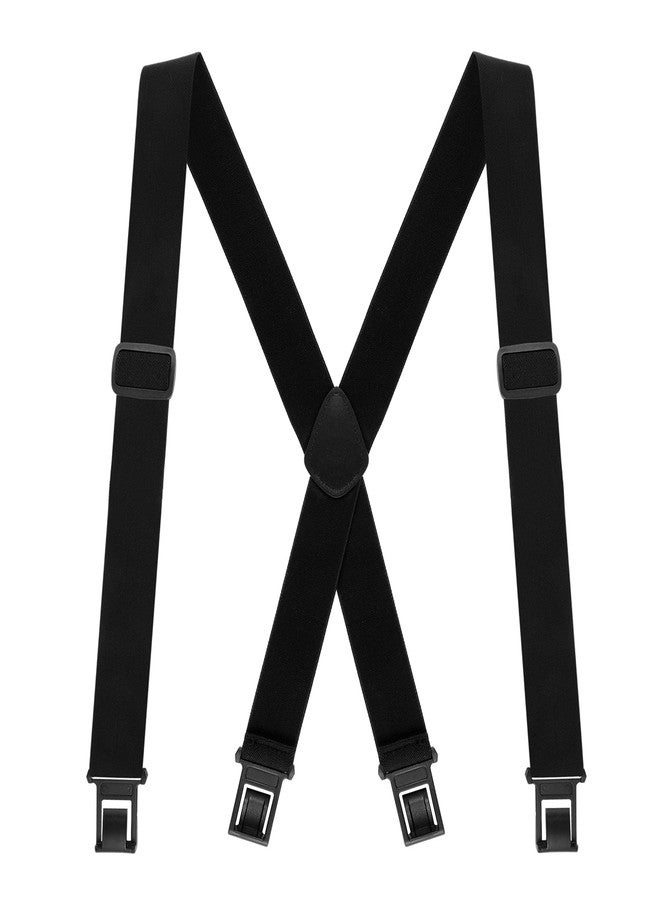 Yearntown 1.5 Inch Wide Men's Belt Clip Suspenders x Back Hook End Adjustable Belt Suspenders for Men Heavy Duty Work(Black) - Image 1